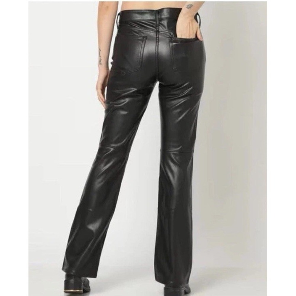 GAP Black Genuine Leather Boot-Cut Pants